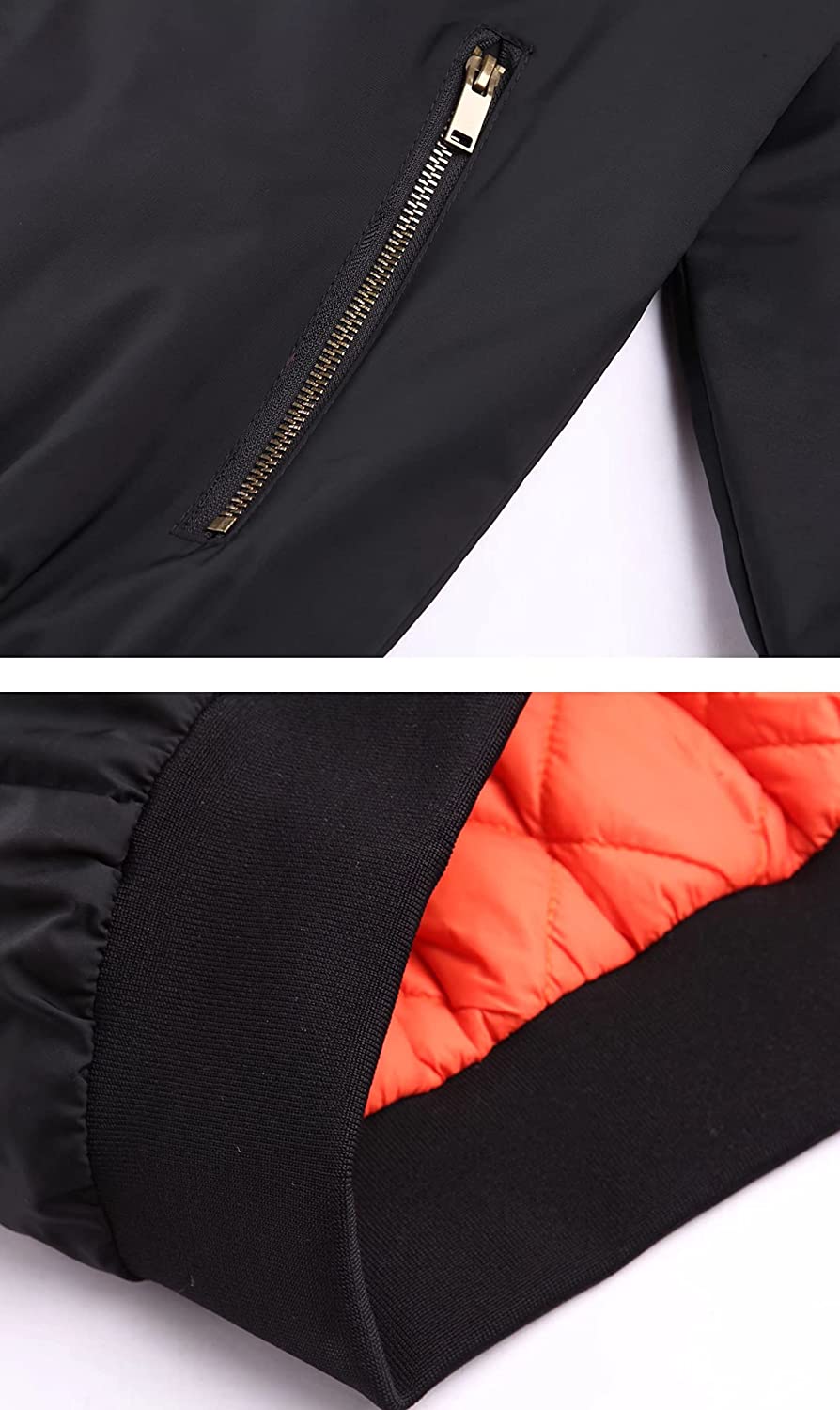 MAGCOMSEN Men's Bomber Jacket Fall Winter Warm Jackets Full Zip Padded Coats Windproof Thick Jackets Outwear Zipper Pockets - Image 5